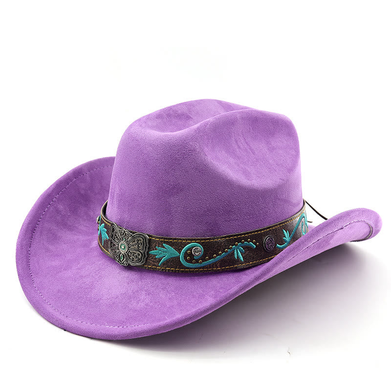 Vintage Sommer Western Cowboyhut mit breiter Krempe - Lila - M (22"-22 7/8") - image 10