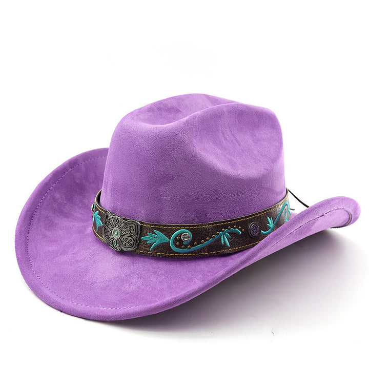 Vintage Sommer Western Cowboyhut mit breiter Krempe - Lila - M (22"-22 7/8") - image 10