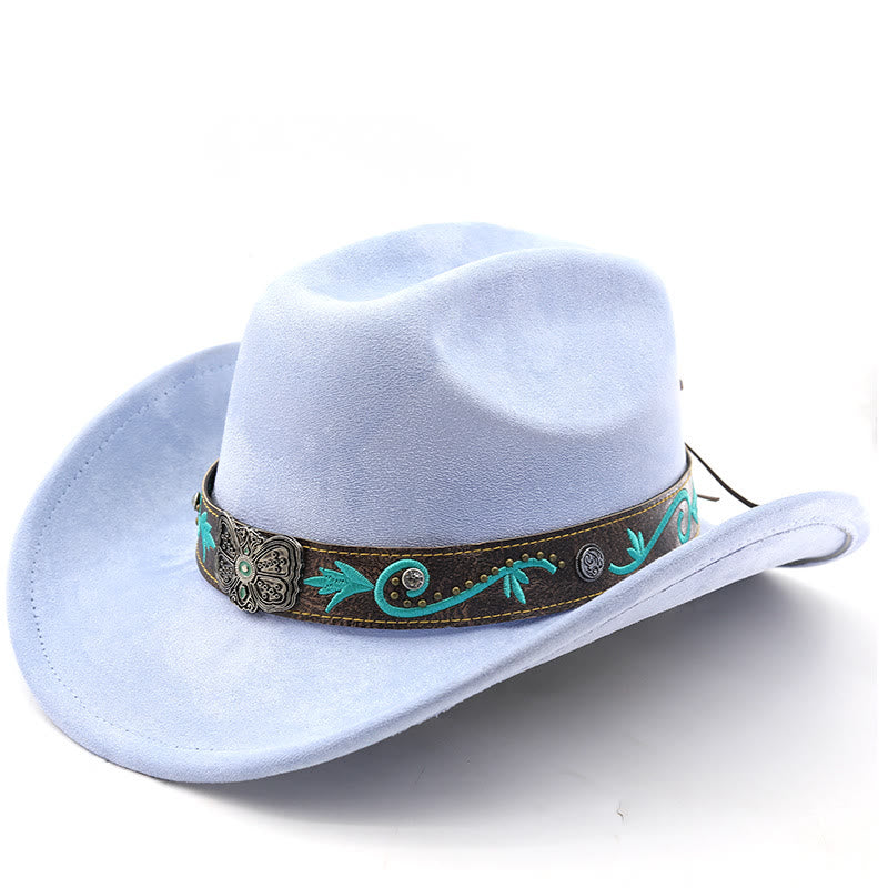 Vintage Sommer Western Cowboyhut mit breiter Krempe - Hellblau - M (22"-22 7/8") - image 7