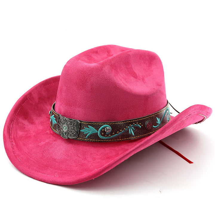 Vintage Sommer Western Cowboyhut mit breiter Krempe - Rose - M (22"-22 7/8") - image 14