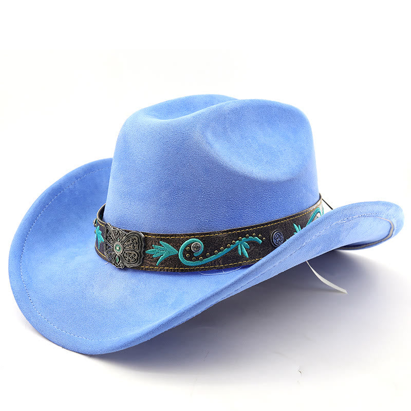 Vintage Sommer Western Cowboyhut mit breiter Krempe - Dunkelblau - M (22"-22 7/8") - image 5
