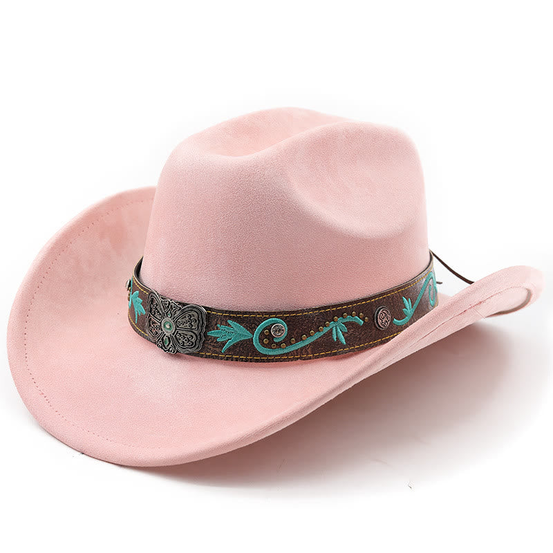 Vintage Sommer Western Cowboyhut mit breiter Krempe - Rosa - M (22"-22 7/8") - image 4