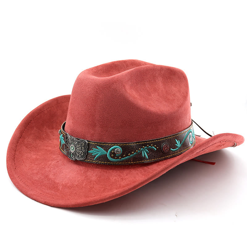 Vintage Sommer Western Cowboyhut mit breiter Krempe - Ziegelrot - M (22"-22 7/8") - image 19