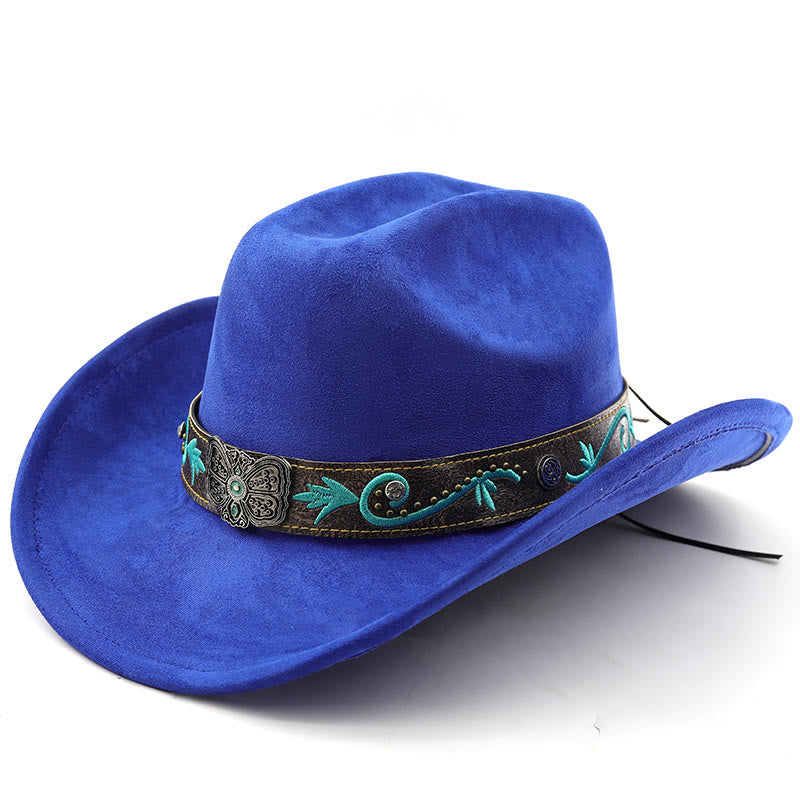 Vintage Sommer Western Cowboyhut mit breiter Krempe - Königsblau - M (22"-22 7/8") - image 13