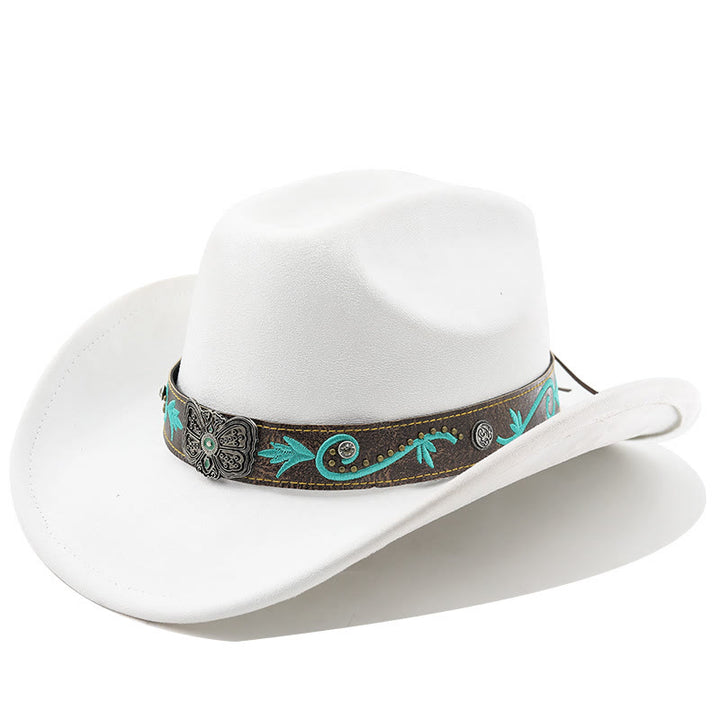 Vintage Sommer Western Cowboyhut mit breiter Krempe - Weiß - M (22"-22 7/8") - image 21