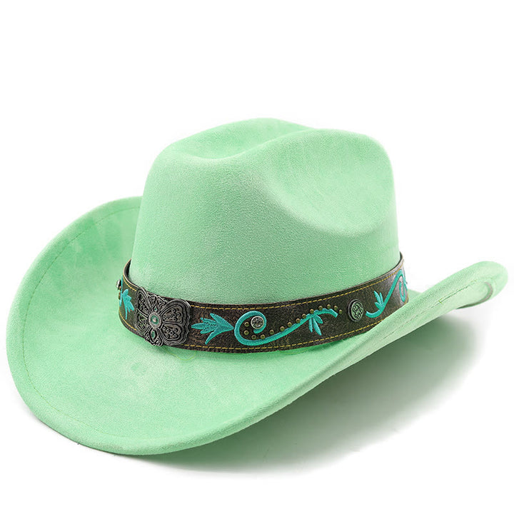Vintage Sommer Western Cowboyhut mit breiter Krempe - Grün - M (22"-22 7/8") - image 9
