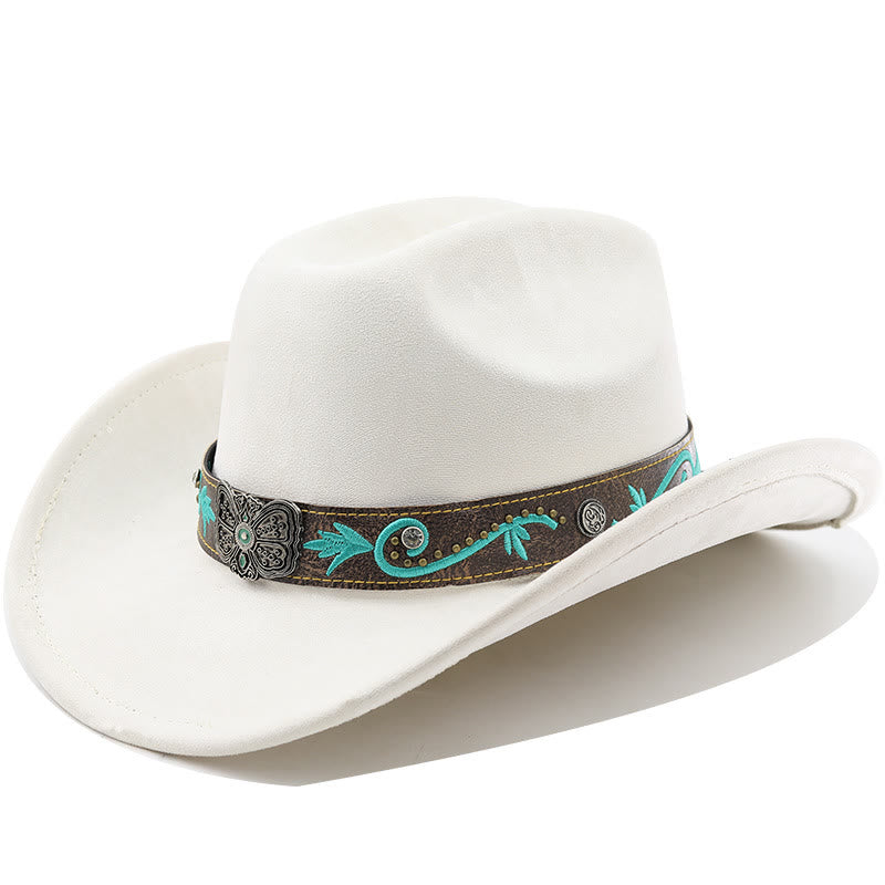 Vintage Sommer Western Cowboyhut mit breiter Krempe - Milchig Weiß - M (22"-22 7/8") - image 8