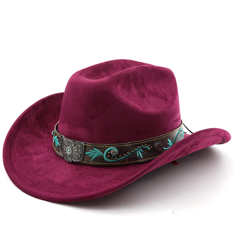 Vintage Sommer Western Cowboyhut mit breiter Krempe - Wein - M (22"-22 7/8") - image 18