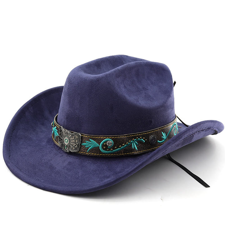 Vintage Sommer Western Cowboyhut mit breiter Krempe - Marineblau - M (22"-22 7/8") - image 16