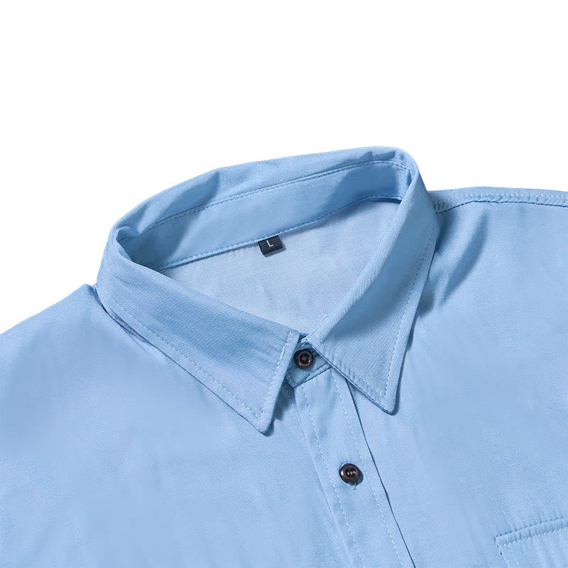 Klassisches hellblaues, gewaschenes Denim-Arbeitshemd für Herren - image 6
