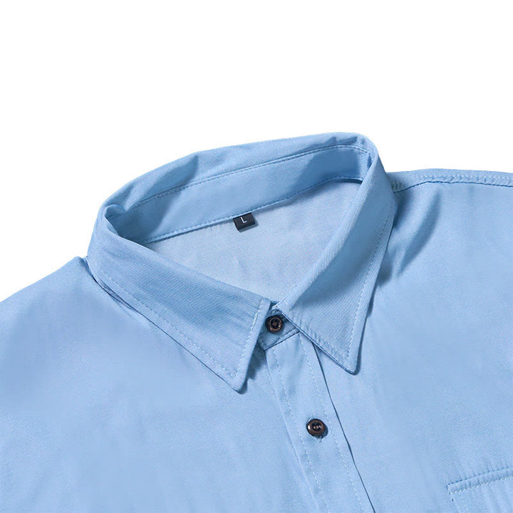 Klassisches hellblaues, gewaschenes Denim-Arbeitshemd für Herren - image 6