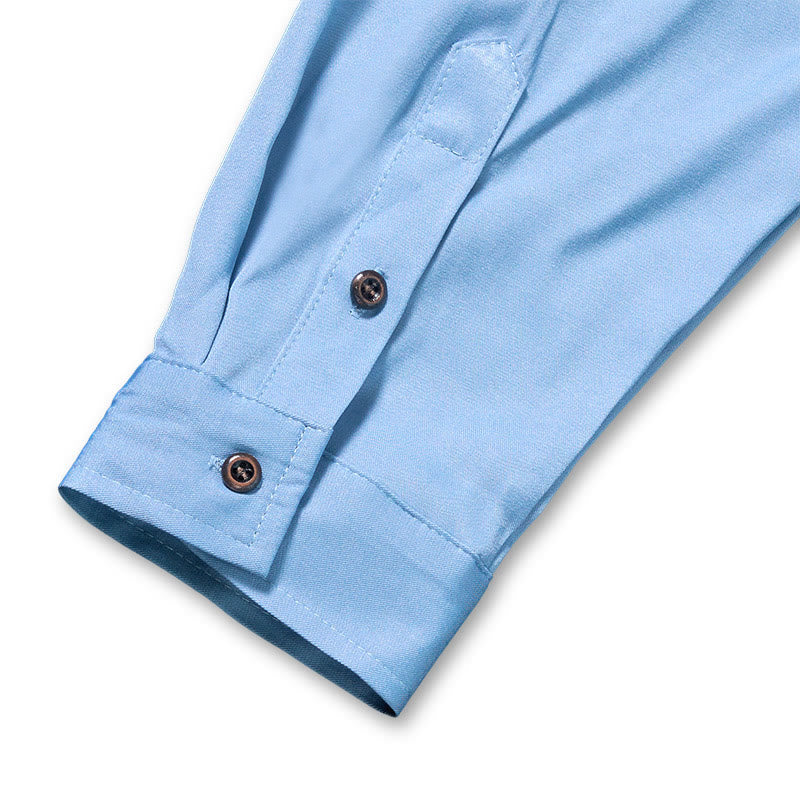 Klassisches hellblaues, gewaschenes Denim-Arbeitshemd für Herren - image 9