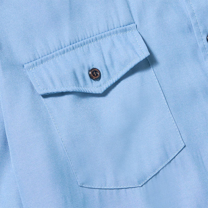 Klassisches hellblaues, gewaschenes Denim-Arbeitshemd für Herren - image 7