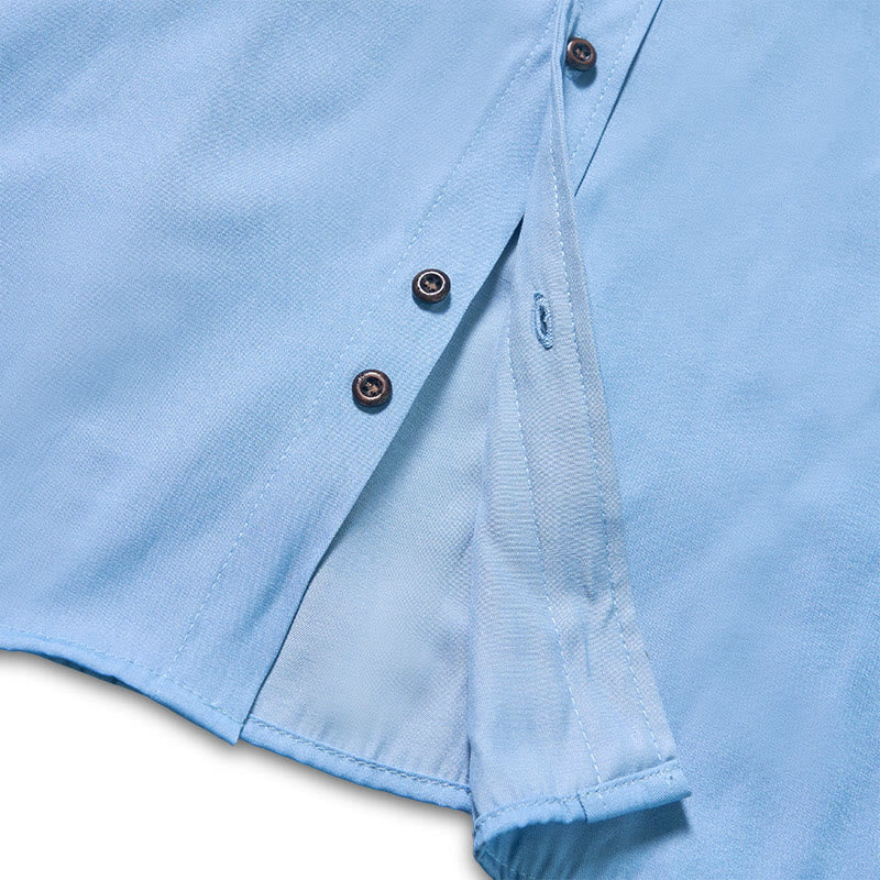 Klassisches hellblaues, gewaschenes Denim-Arbeitshemd für Herren - image 8