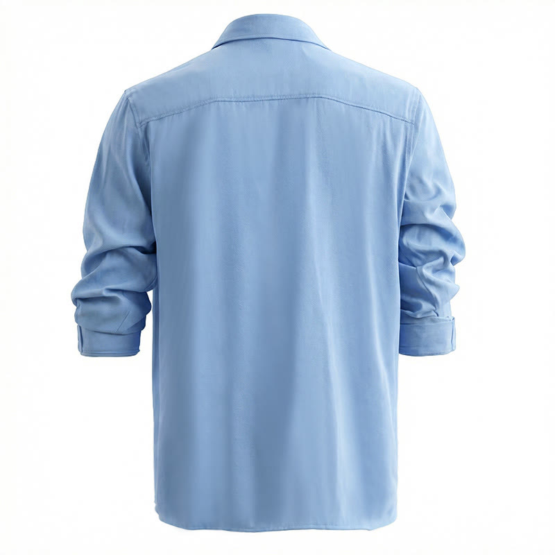 Klassisches hellblaues, gewaschenes Denim-Arbeitshemd für Herren - image 4