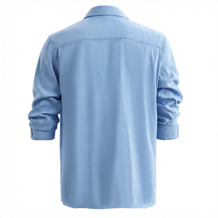 Klassisches hellblaues, gewaschenes Denim-Arbeitshemd für Herren - image 4