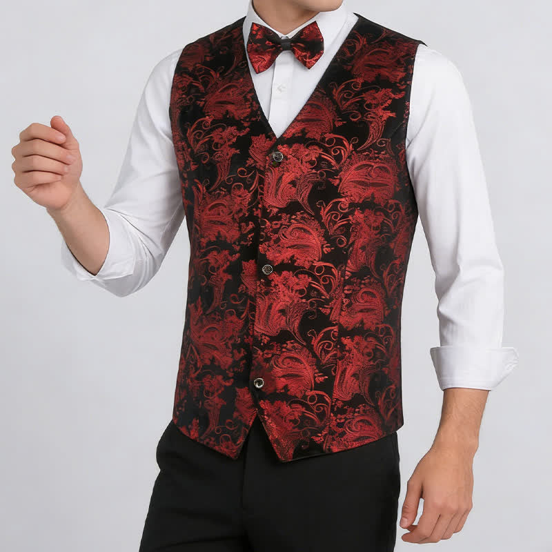 Elegante Herrenweste mit Paisley-Heißprägung, V-Ausschnitt und Fliege - image 3