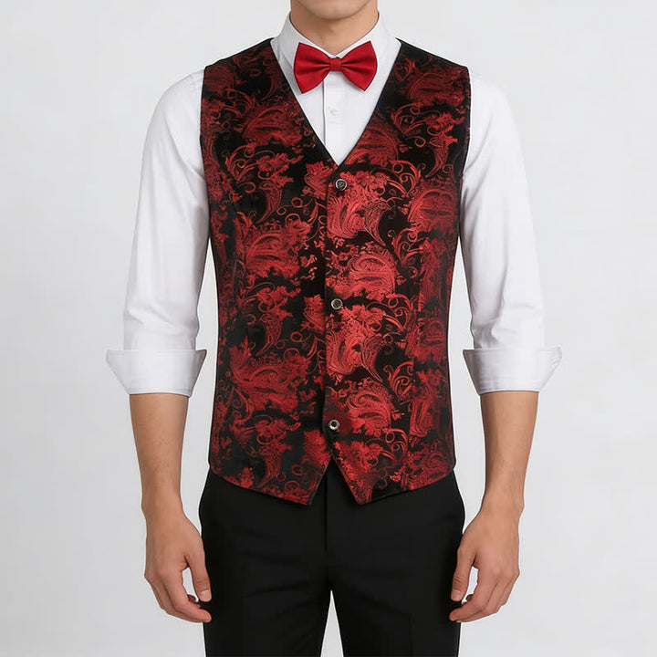 Elegante Herrenweste mit Paisley-Heißprägung, V-Ausschnitt und Fliege - image 2