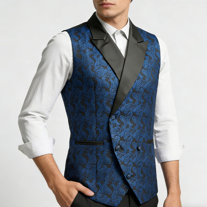 Retro-Weste für Herren mit Paisley-Jacquardmuster, zweireihig geknöpft - image 3