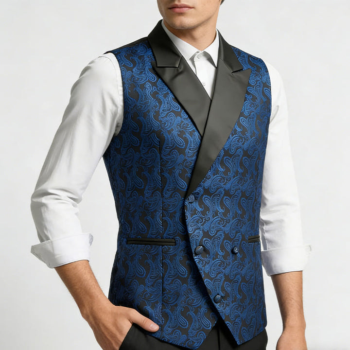 Retro-Weste für Herren mit Paisley-Jacquardmuster, zweireihig geknöpft - image 3