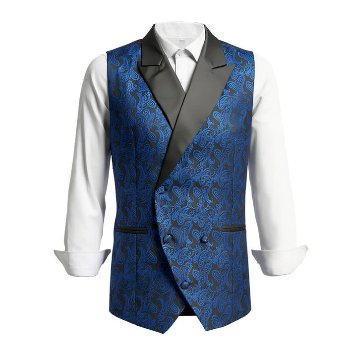 Retro-Weste für Herren mit Paisley-Jacquardmuster, zweireihig geknöpft - Königsblau - 2XL - image 0
