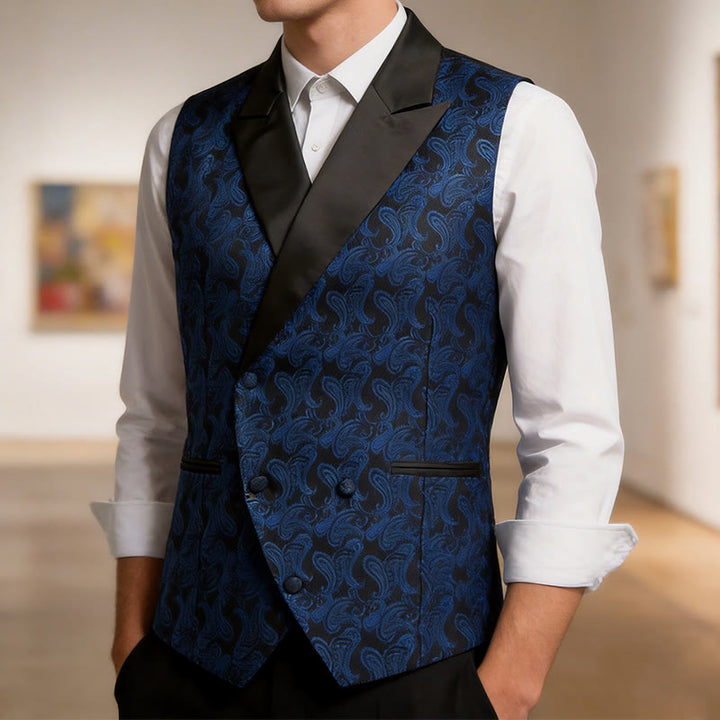 Retro-Weste für Herren mit Paisley-Jacquardmuster, zweireihig geknöpft - image 1