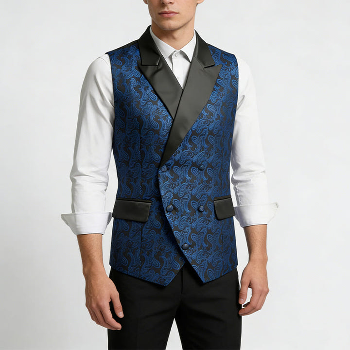 Retro-Weste für Herren mit Paisley-Jacquardmuster, zweireihig geknöpft - image 2