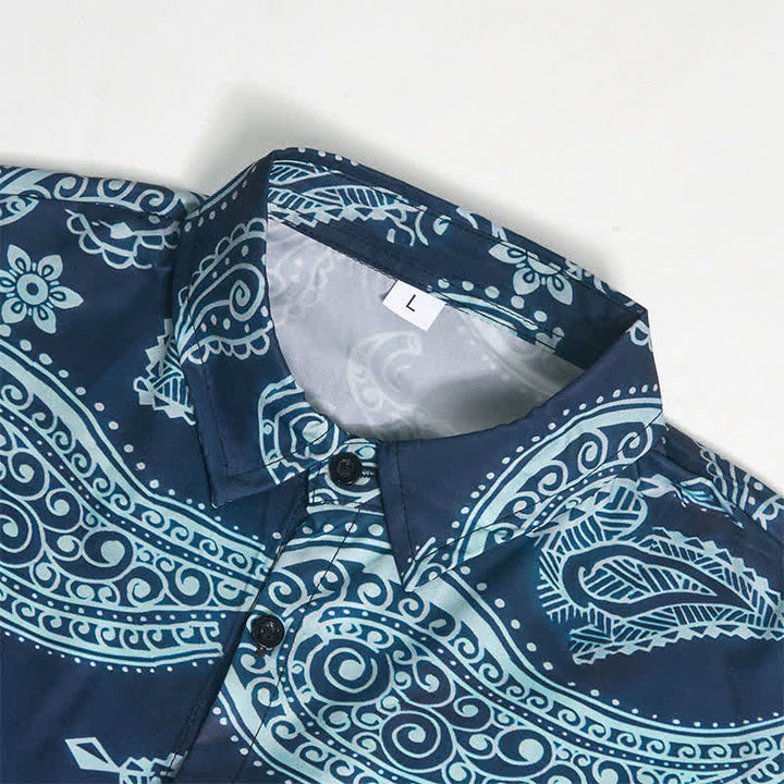 Herren-Kurzarmhemd mit Western-Paisley-Muster und Camp-Kragen - image 8