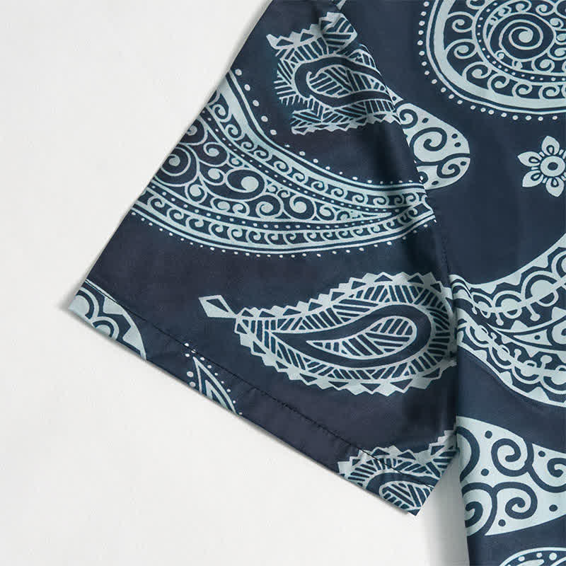 Herren-Kurzarmhemd mit Western-Paisley-Muster und Camp-Kragen - image 10