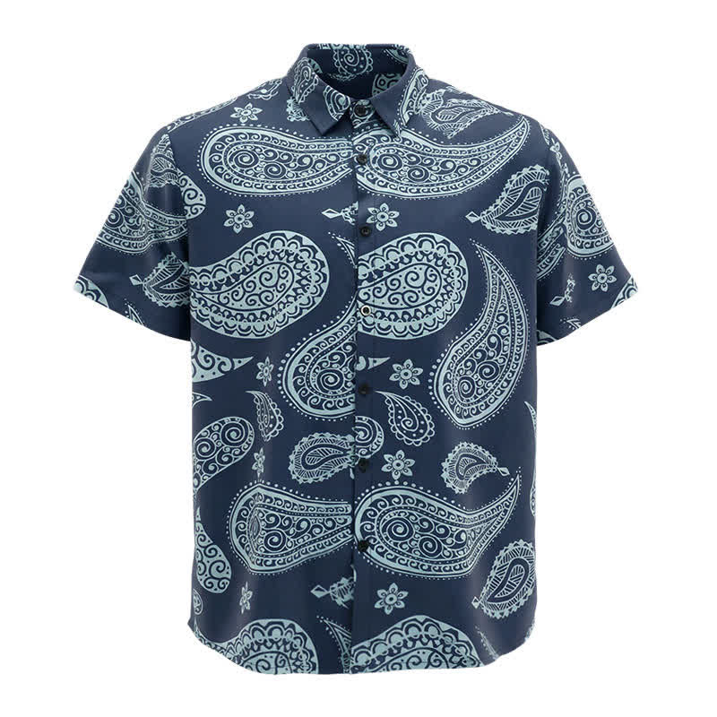 Herren-Kurzarmhemd mit Western-Paisley-Muster und Camp-Kragen - image 6