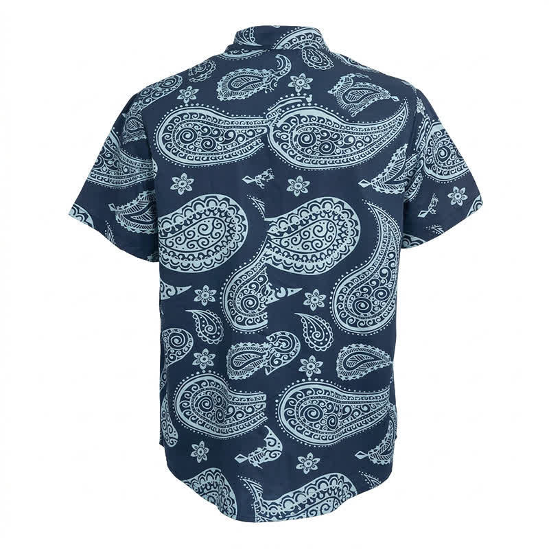 Herren-Kurzarmhemd mit Western-Paisley-Muster und Camp-Kragen - image 7