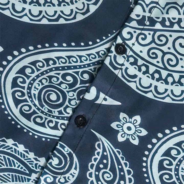 Herren-Kurzarmhemd mit Western-Paisley-Muster und Camp-Kragen - image 9