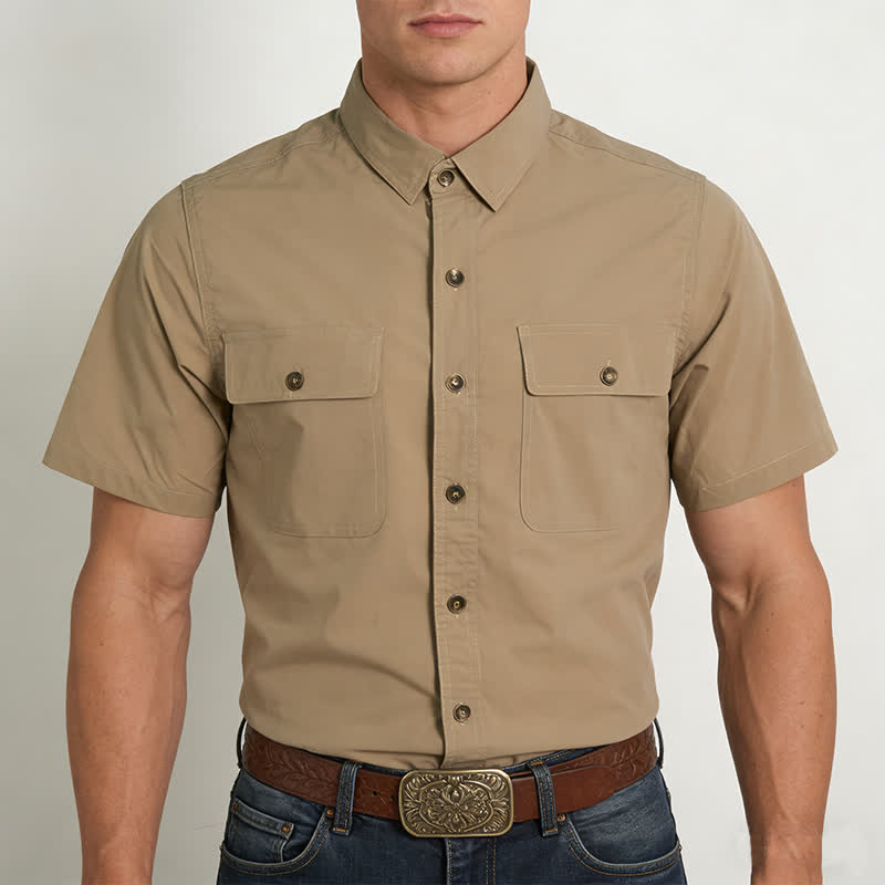 Sommerliches Arbeitshemd im Cowboy-Stil für Herren mit Brusttaschen - image 1
