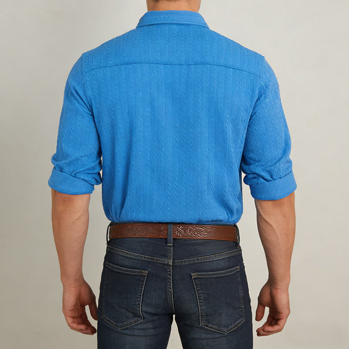 Herren Retro Jacquard Cowboy Workwear Langarmhemd - image 3