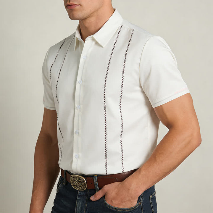 Lässiges Herren-Sommerhemd mit 3D-Druck und kurzen Ärmeln - image 2