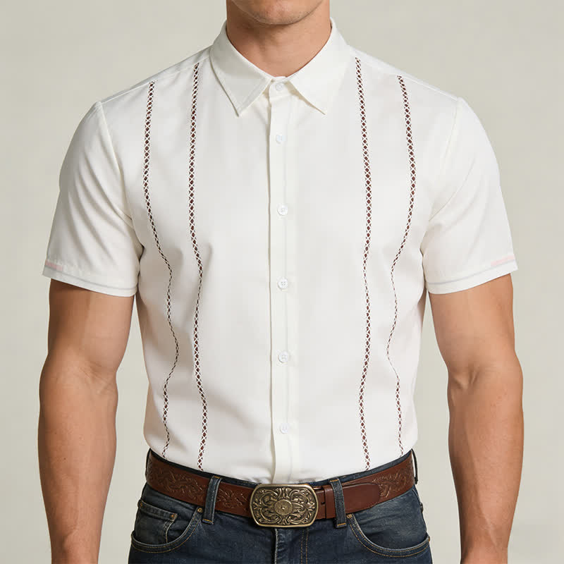 Lässiges Herren-Sommerhemd mit 3D-Druck und kurzen Ärmeln - image 1