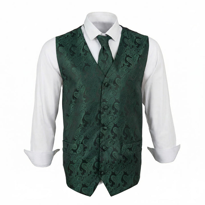 3-teiliges elegantes Herren-Anzugwesten-Set mit Paisley-Jacquardmuster - image 14