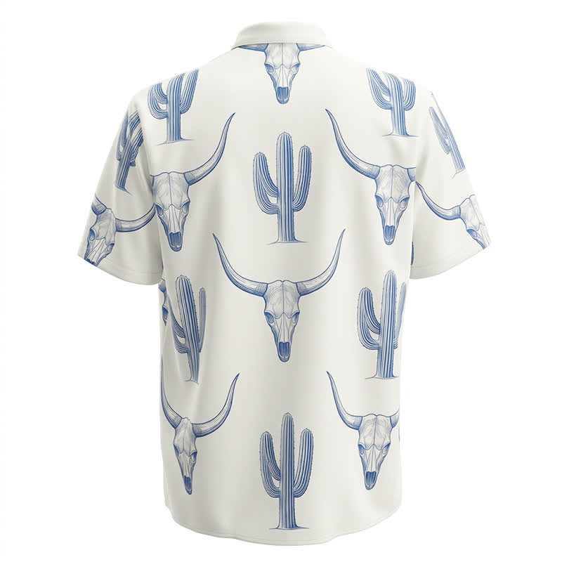 Kurzarmhemd im Western-Ranch-Stil mit Bullhead-Kaktus-Print - image 5