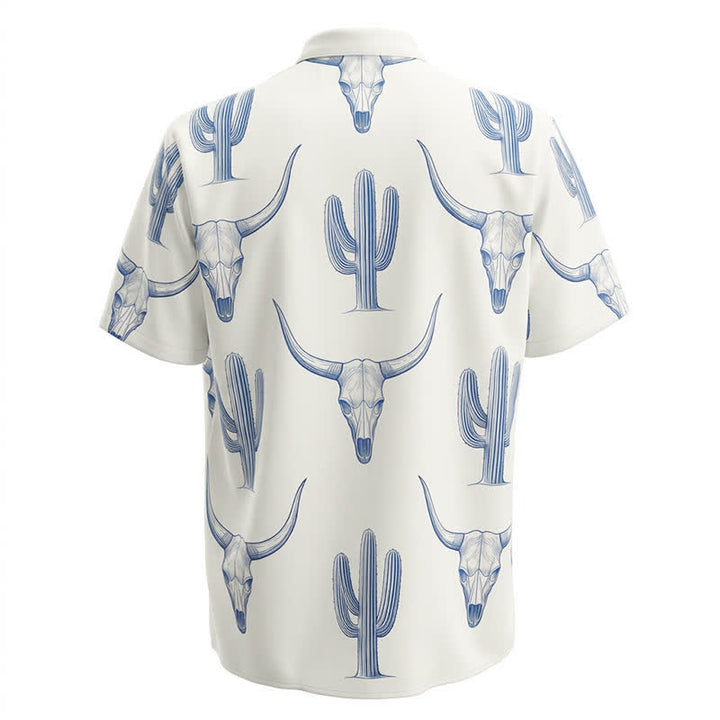 Kurzarmhemd im Western-Ranch-Stil mit Bullhead-Kaktus-Print - image 5