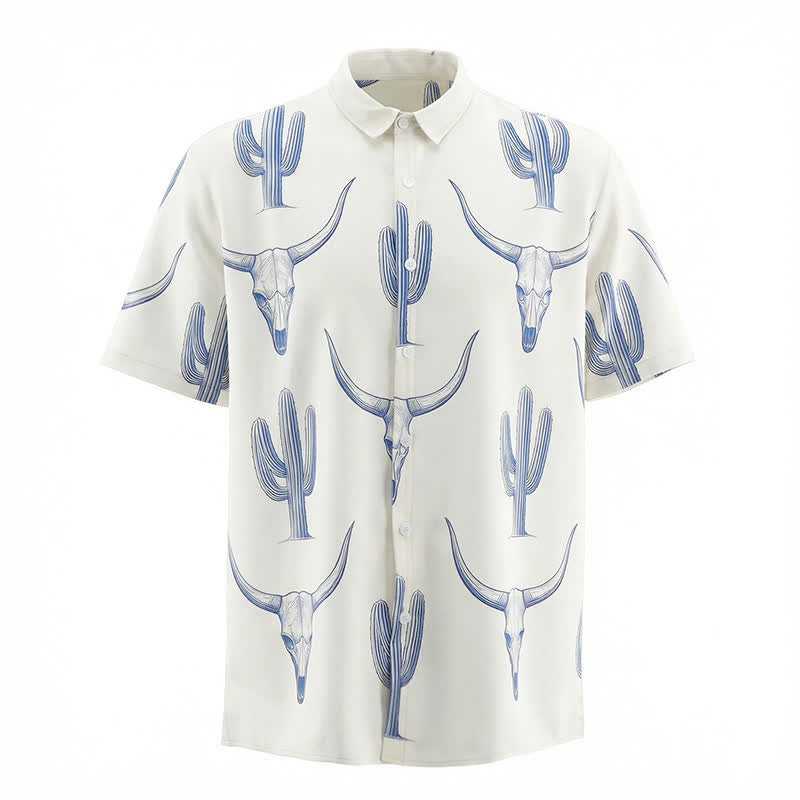 Kurzarmhemd im Western-Ranch-Stil mit Bullhead-Kaktus-Print - image 4