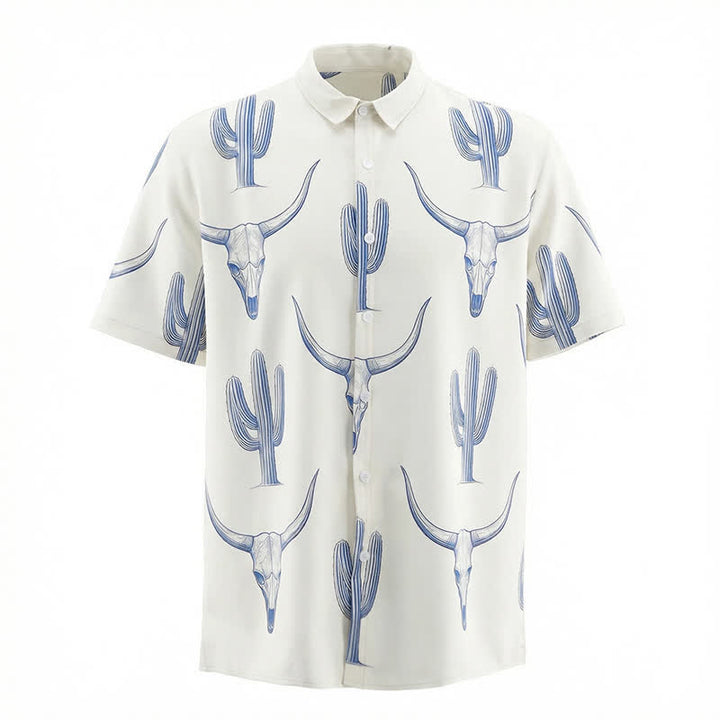 Kurzarmhemd im Western-Ranch-Stil mit Bullhead-Kaktus-Print - image 4
