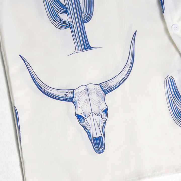 Kurzarmhemd im Western-Ranch-Stil mit Bullhead-Kaktus-Print - image 8