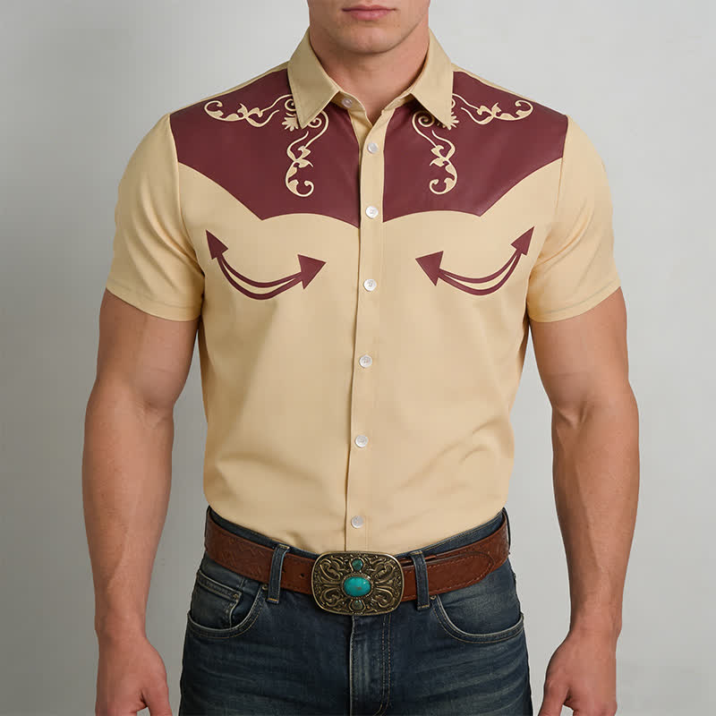 Western-Cowboy-Hemd für Herren mit 3D-gedrucktem Scrollmuster und kontrastierender Passe - image 1
