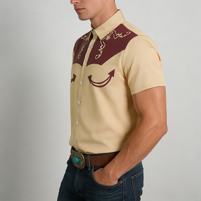 Western-Cowboy-Hemd für Herren mit 3D-gedrucktem Scrollmuster und kontrastierender Passe - image 2