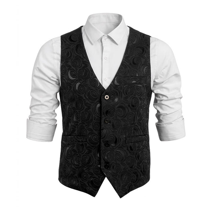Herren-Anzugweste mit Paisleymuster und drei Taschen - Schwarz - 5XL - image 10