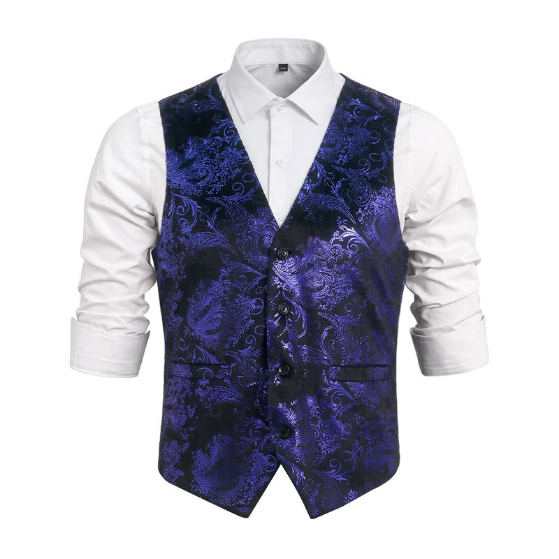 Herrenweste im Retro-Paisley-Jacquard-Muster, schmale Passform - Königsblau - 6XL - image 11