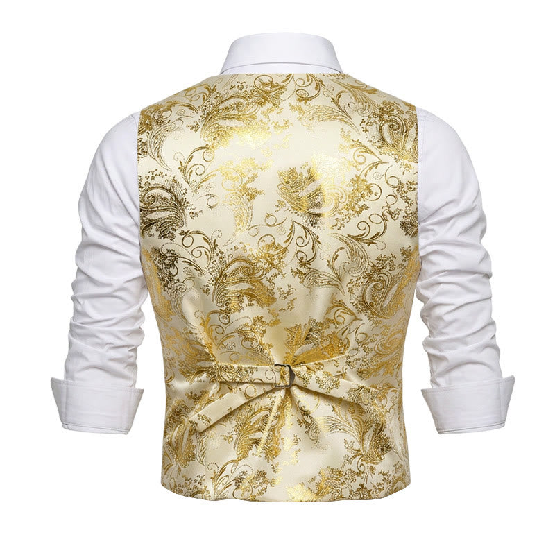 Herrenweste im Retro-Paisley-Jacquard-Muster, schmale Passform - image 5