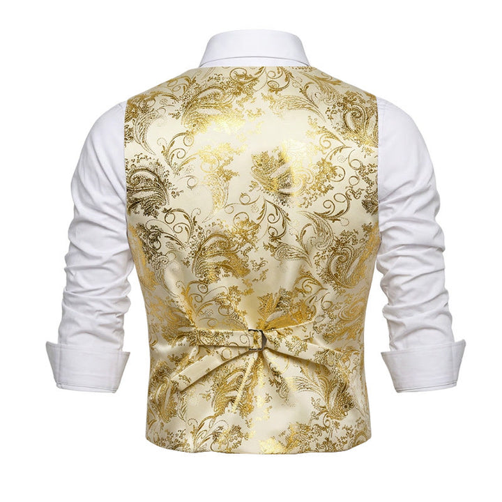 Herrenweste im Retro-Paisley-Jacquard-Muster, schmale Passform - image 5