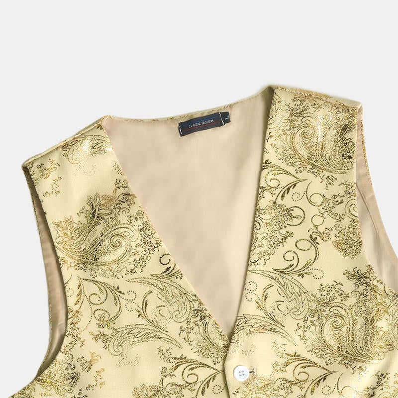 Herrenweste im Retro-Paisley-Jacquard-Muster, schmale Passform - image 7
