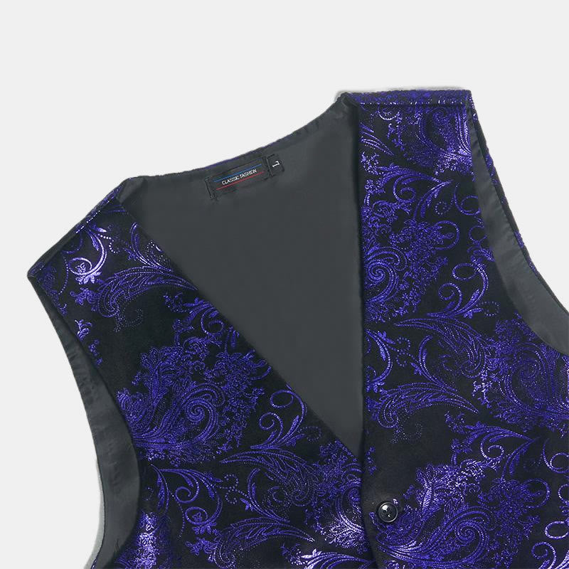 Herrenweste im Retro-Paisley-Jacquard-Muster, schmale Passform - image 14